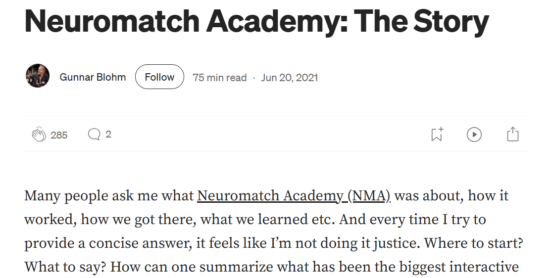 Neuromatch Academy The Story